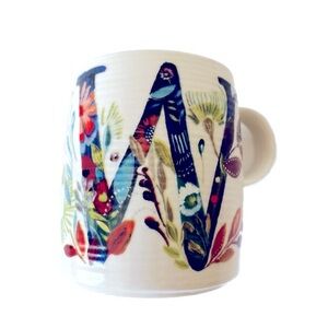 Anthropologie Monogram Coffee Mug W Starla Halfmann Floral
